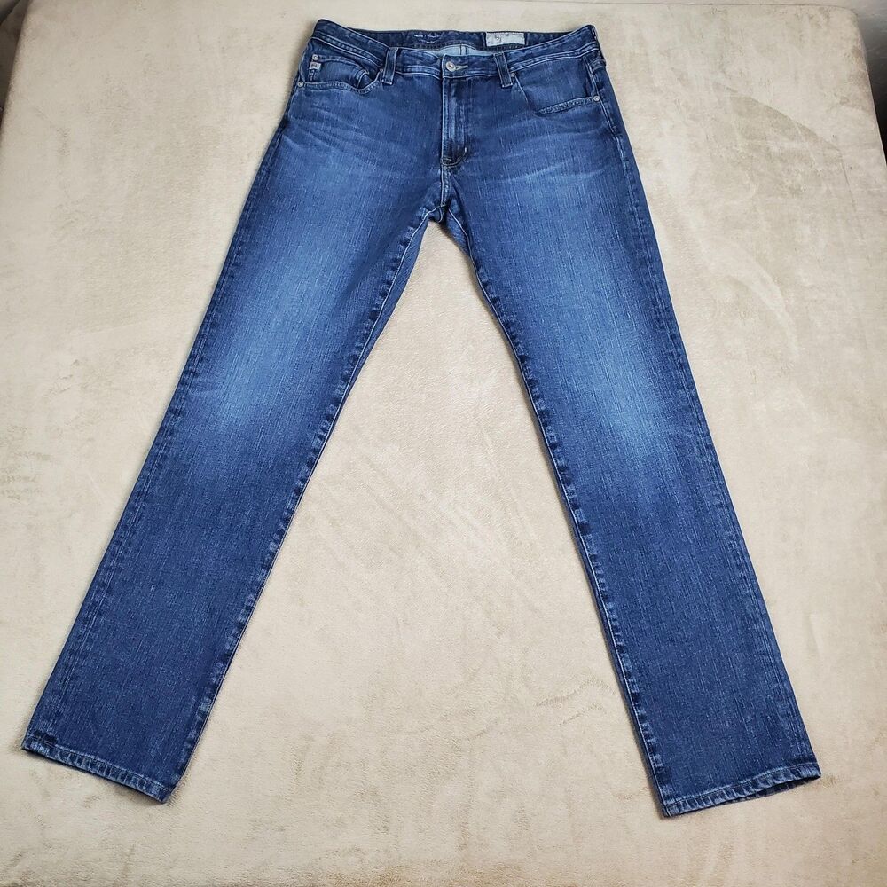 AG Adriano Goldschmied Tellis Jeans Mens 34x34 Blue Slim Straight Stretch Denim